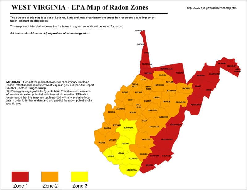 West Virginia Radon Map